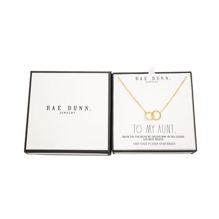 Rae Dunn double interlocked circle necklace to my aunt in yellow gold plated brass