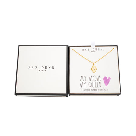 Rae Dunn crown heart necklace in yellow gold plated brass