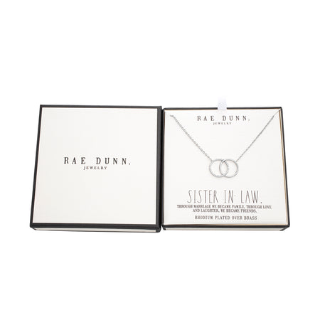 Rae Dunn double interlocked rings necklace in rhodium plated brass