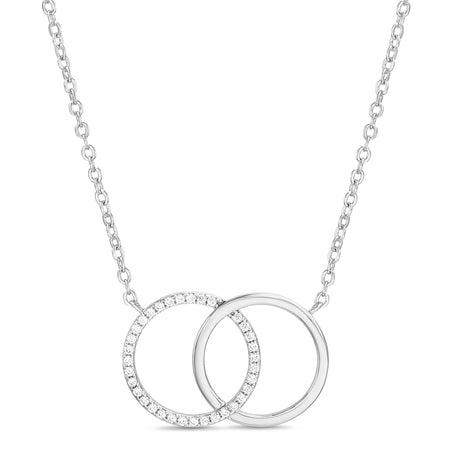 Rae Dunn double interlocked rings necklace in rhodium plated brass