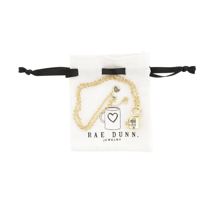 Rae Dunn "BE MINE" Mug Charm Necklace in Gold