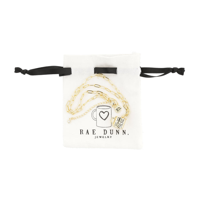 Rae Dunn "TRUE LOVE" Mug Charm Necklace in Gold