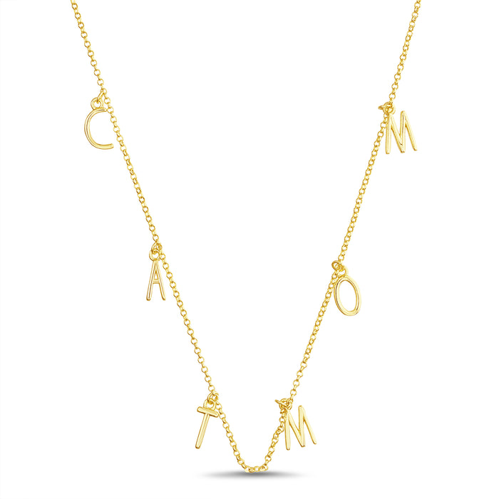 Rae Dunn "CAT MOM" Dangle Charm Necklace in Yellow Gold