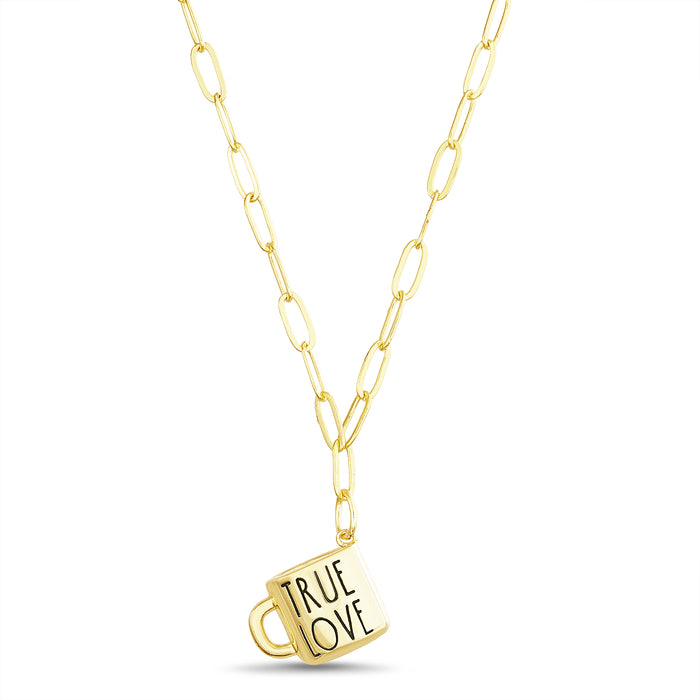 Rae Dunn "TRUE LOVE" Mug Charm Necklace in Gold
