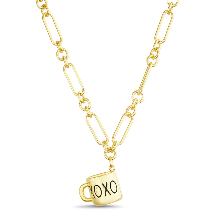 Rae Dunn "XOXO" Mug Charm Necklace in Gold