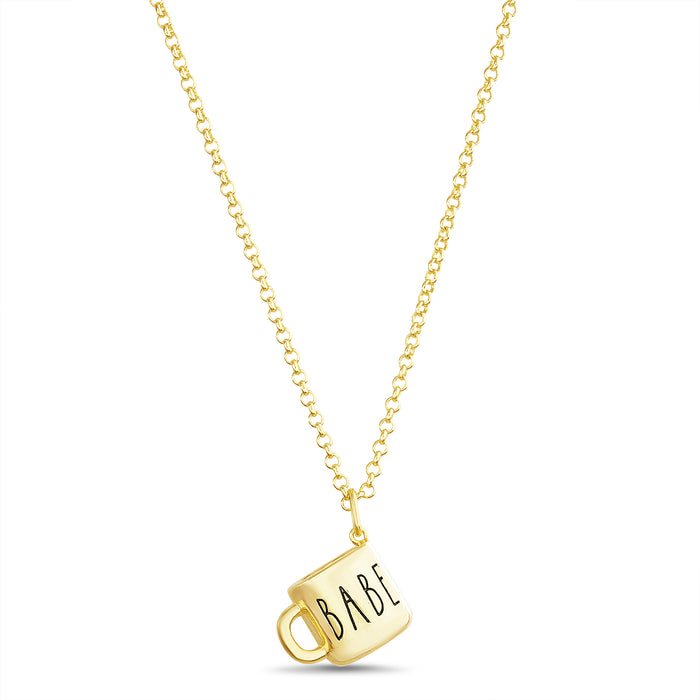 Rae Dunn "BABE" Mug Charm Necklace in Gold