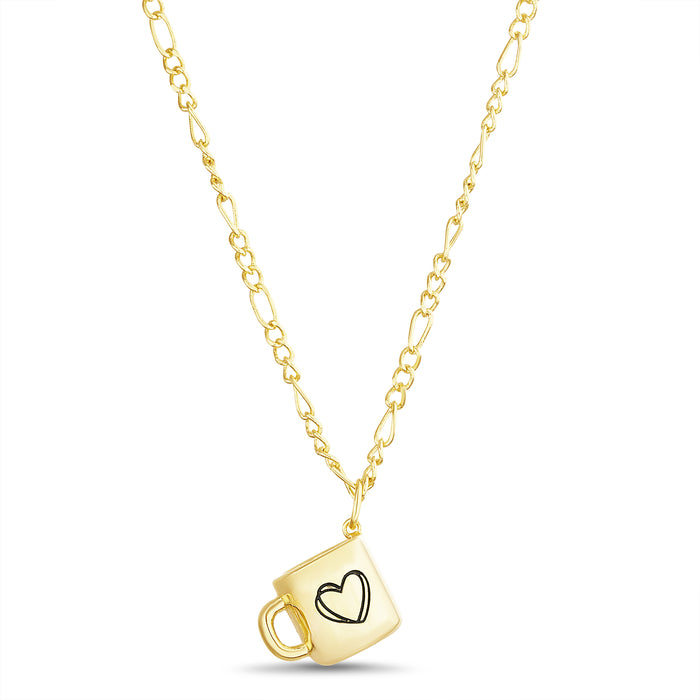 Rae Dunn Heart Mug Charm Necklace in Gold