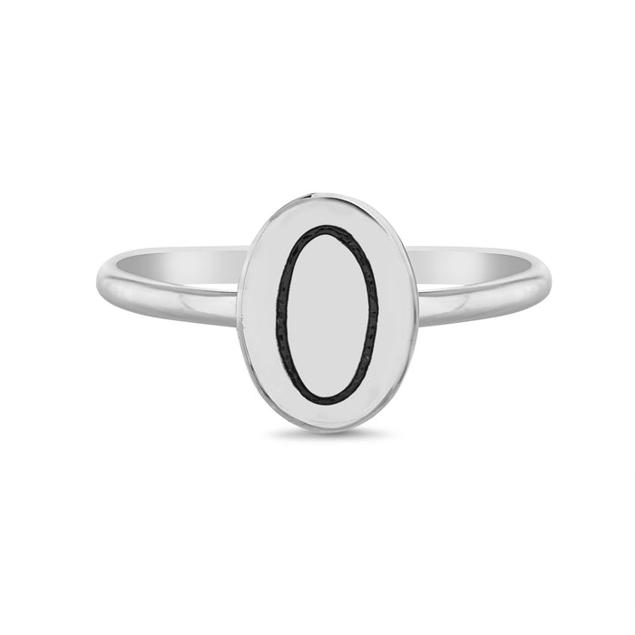 Rae Dunn initial disc ring in rhodium plated brass