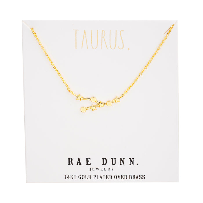 Rae Dunn taurus zodiac sign necklace in yellow gold plated brass
