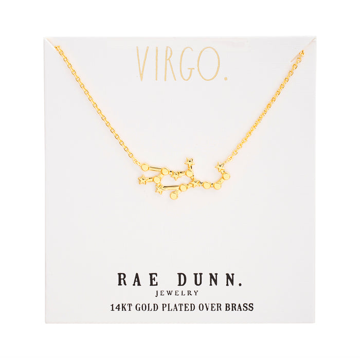 Rae Dunn virgo zodiac sign necklace in yellow gold plated brass