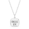 Rae Dunn engraved CHOOSE JOY square cable chain necklace in rhodium plated sterling silver