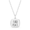 Rae Dunn engraved FIND PEACE square cable chain necklace in rhodium plated sterling silver