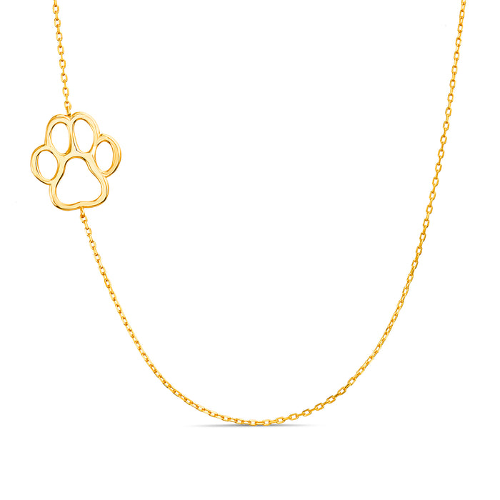 Rose Gold, Sterling Silver Paw Print Necklace on Adjustable Chain|  Thunderpaws Inc