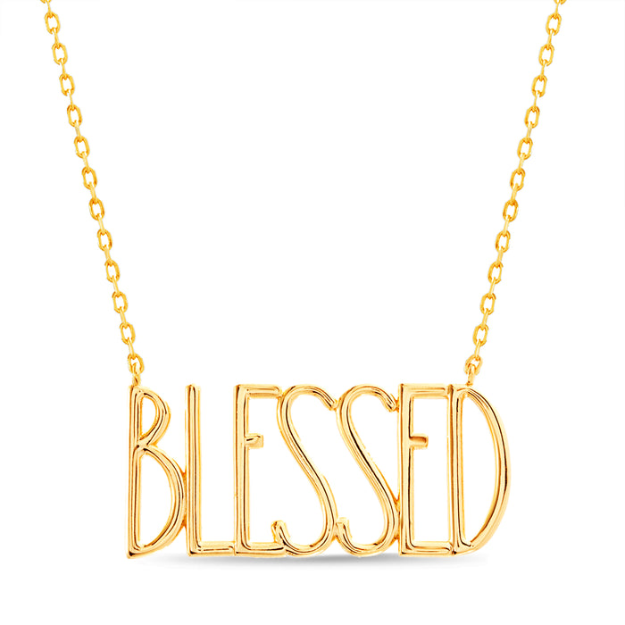 Rae Dunn inspirational BLESSED station necklace in yellow gold plated brass