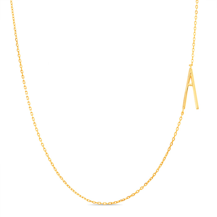 Rae Dunn Asymmetrical Initial Necklace in Yellow Gold Plated Brass