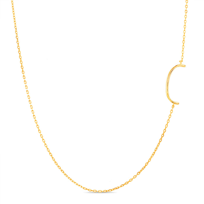 Rae Dunn asymmetrical initial necklace in yellow gold plated brass