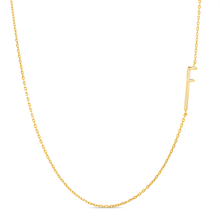 Rae Dunn asymmetrical initial necklace in yellow gold plated brass