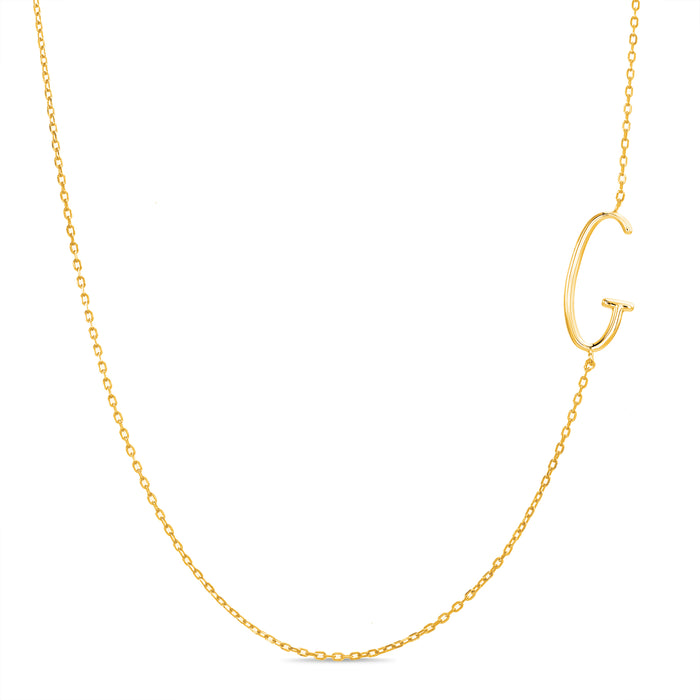 Rae Dunn asymmetrical initial necklace in yellow gold plated brass