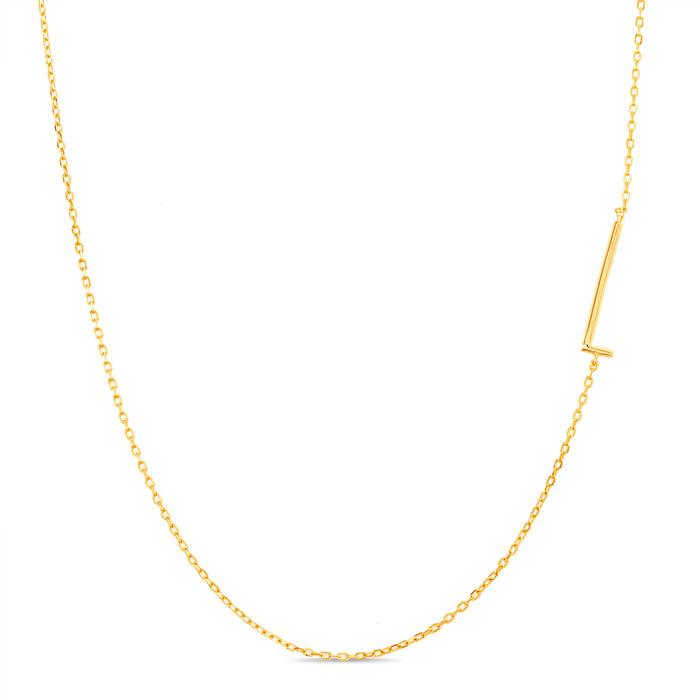 Rae Dunn asymmetrical initial necklace in yellow gold plated brass