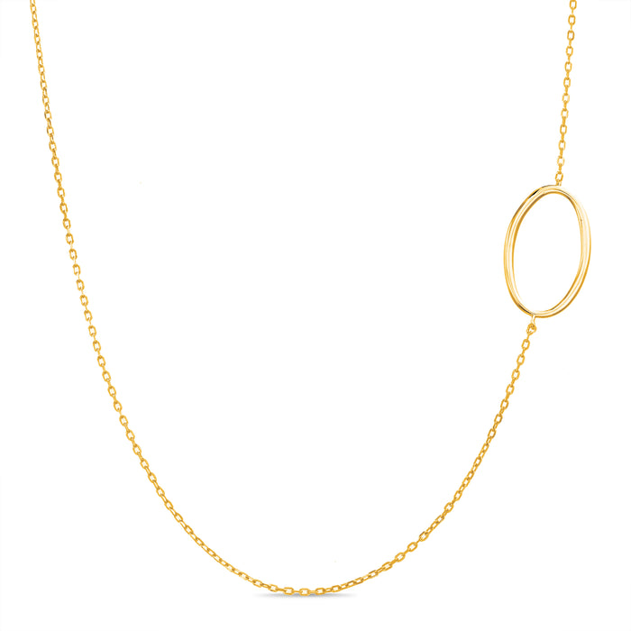 Rae Dunn asymmetrical initial necklace in yellow gold plated brass