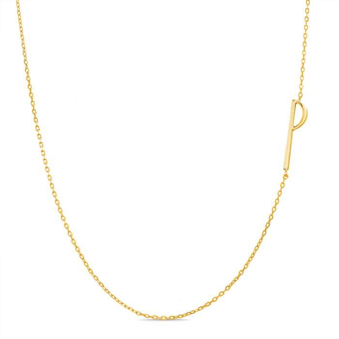 Rae Dunn asymmetrical initial necklace in yellow gold plated brass