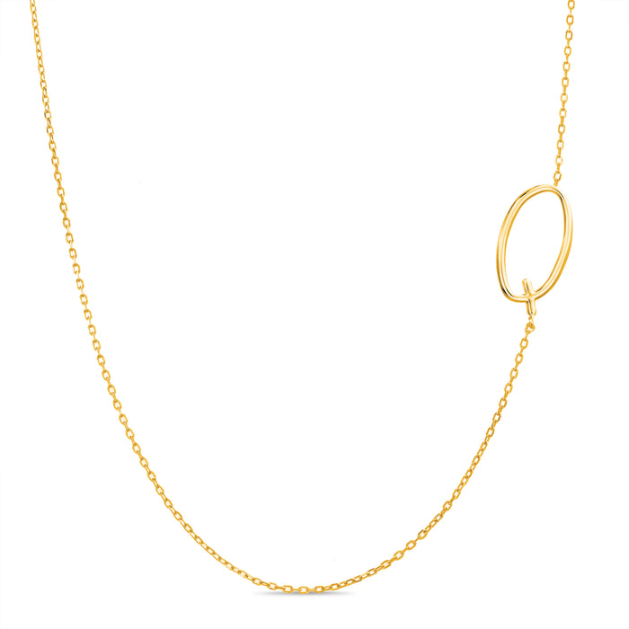 Rae Dunn asymmetrical initial necklace in yellow gold plated brass