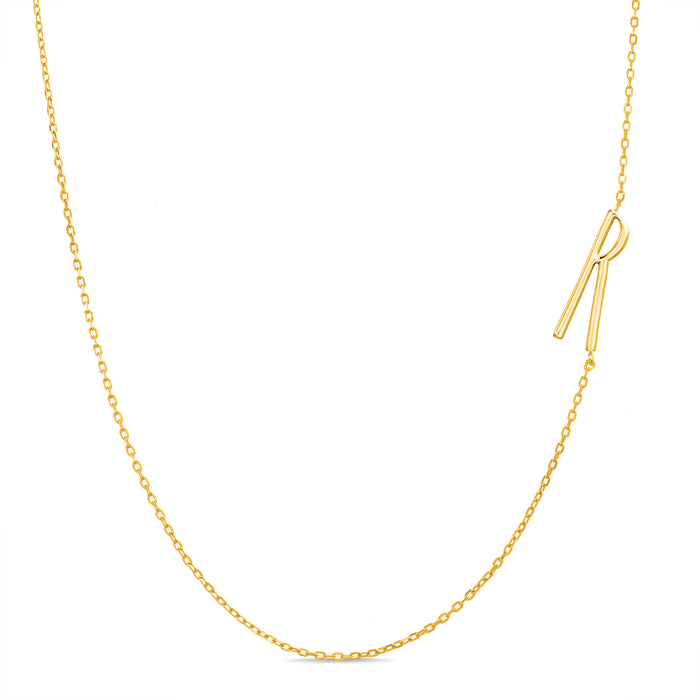 Rae Dunn asymmetrical initial necklace in yellow gold plated brass