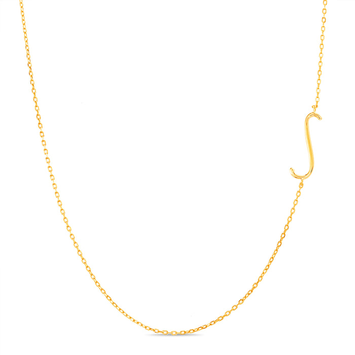 Rae Dunn asymmetrical initial necklace in yellow gold plated brass