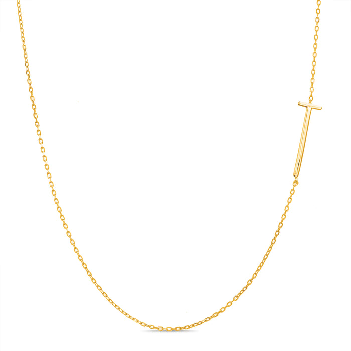 Rae Dunn asymmetrical initial necklace in yellow gold plated brass