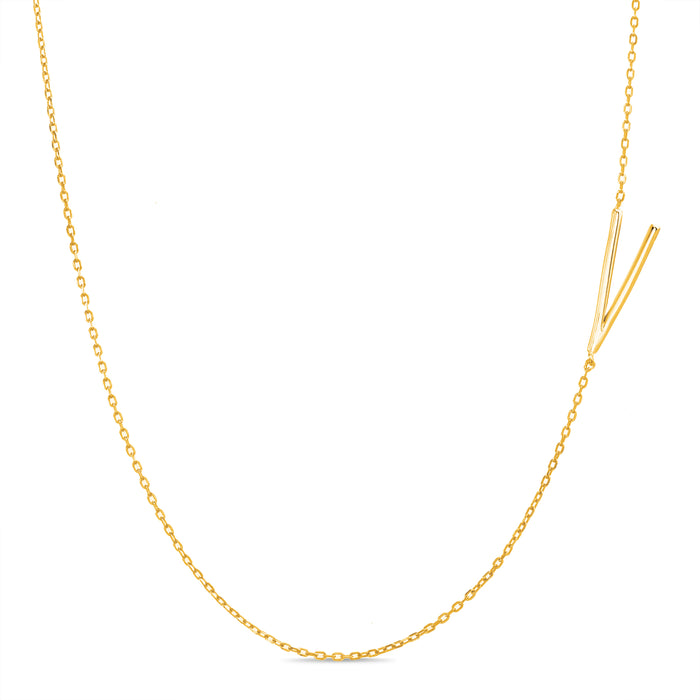 Rae Dunn asymmetrical initial necklace in yellow gold plated brass