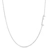 Rae Dunn asymmetrical initial necklace in rhodium plated brass