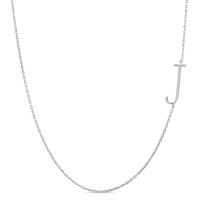 Rae Dunn asymmetrical initial necklace in rhodium plated brass