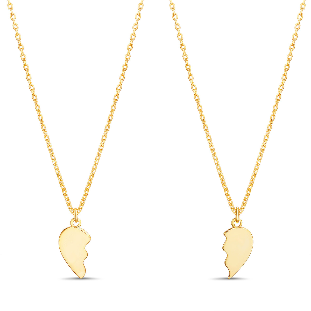Rae Dunn best friends broken heart tear and share necklaces in yellow gold plated brass