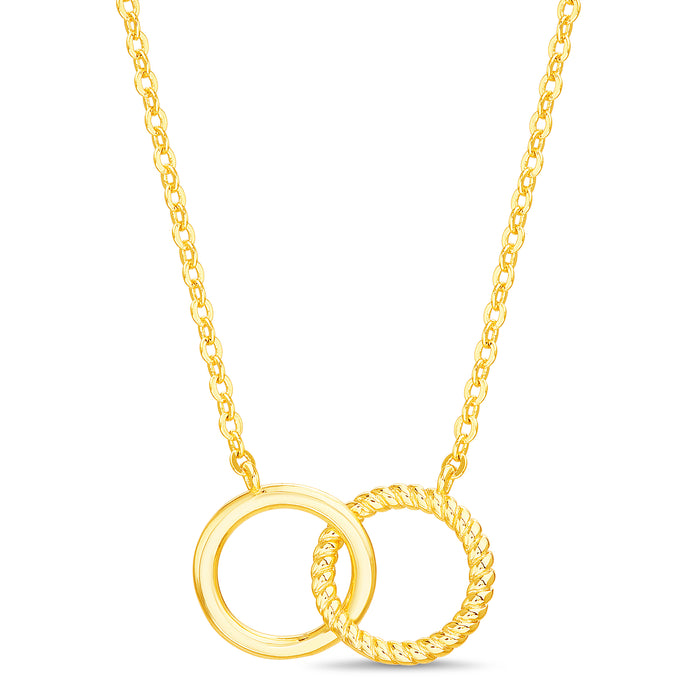 14K Yellow Gold Twist Double Interlocking Circle Necklace By PD Collection  - PDCC-90242718-BB