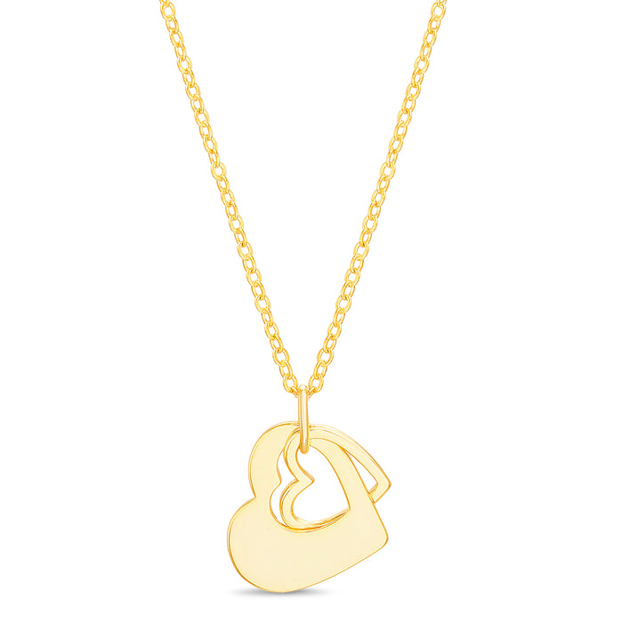 Rae Dunn interlocking duo heart necklace in yellow gold plated brass and cubic zirconia in THANK YOU MOM gift box