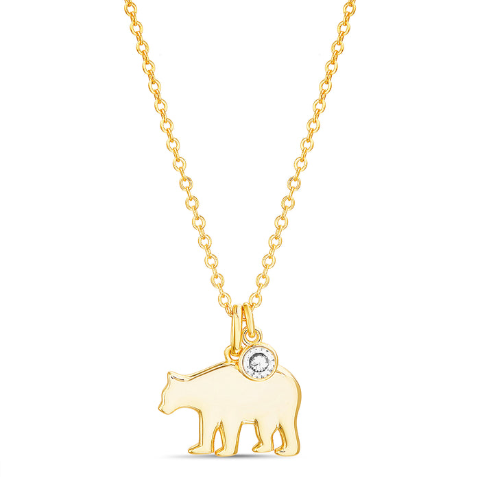 Solid Gold Roaring Grizzly Bear Jewelry Pendant Necklace | Takar Jewelry
