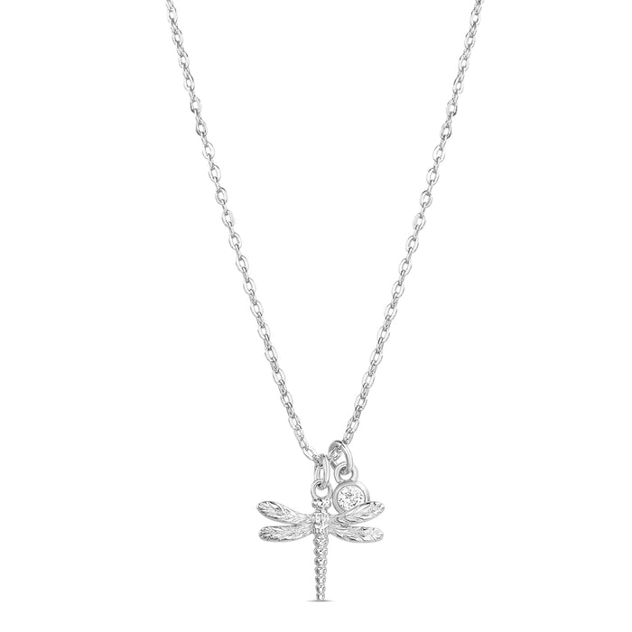 Rae Dunn textured dragonfly necklace in fine silver plated brass