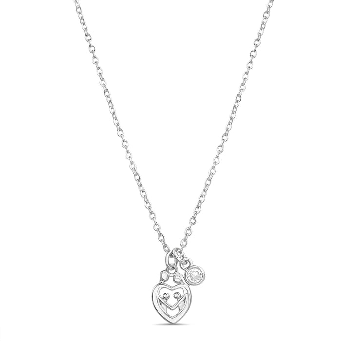 Rae Dunn family necklace in fine silver plated brass with cubic zirconia in a THIS IS US gift box