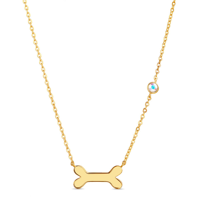 Rae Dunn polished bone necklace in yellow gold plated brass with cubic zirconia